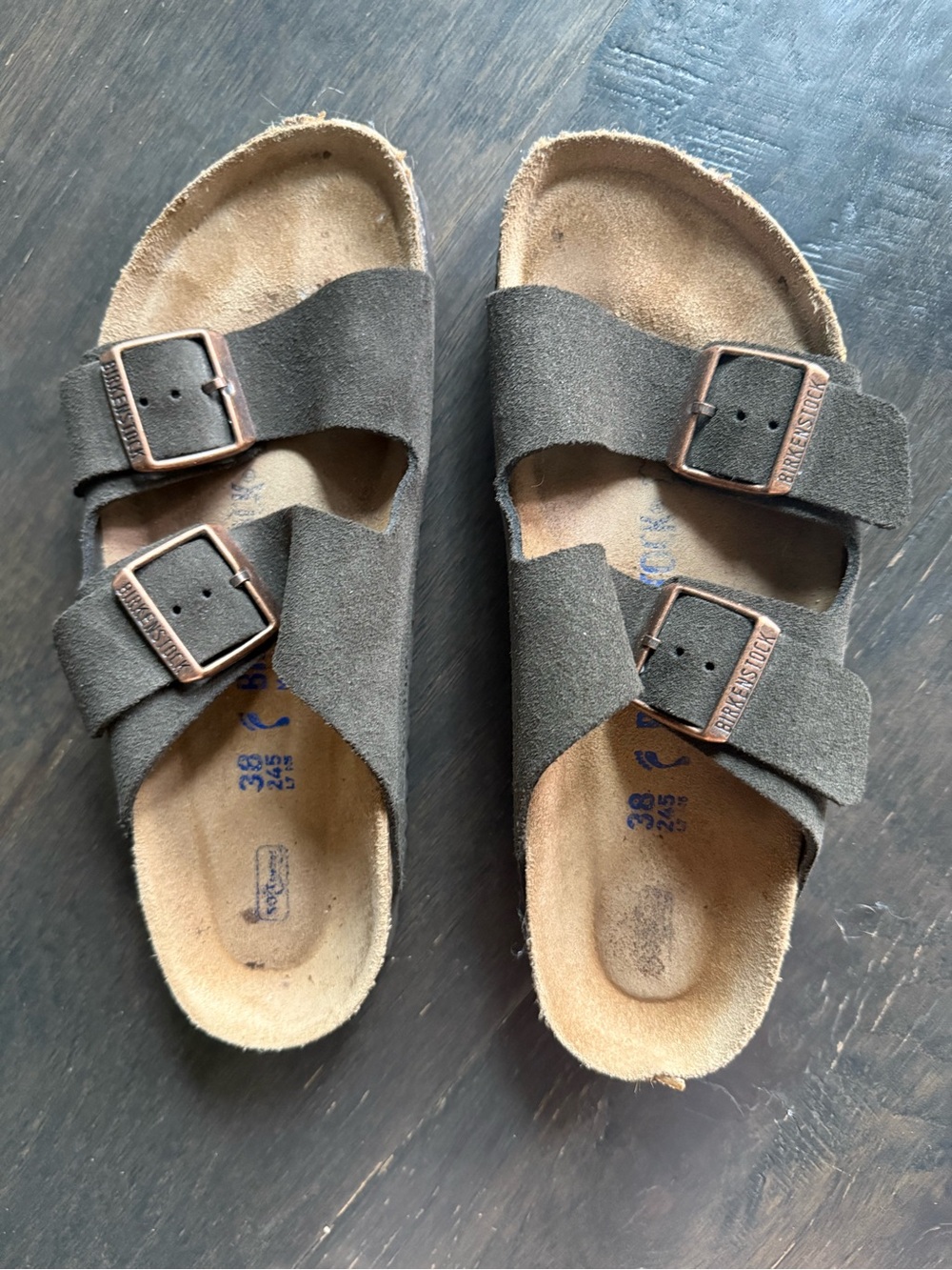 Birkenstock Suede Sandals in Dark Brown